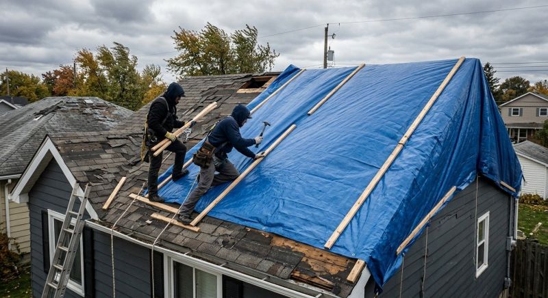 Storm Damage Roof Tarping in New Castle, DE